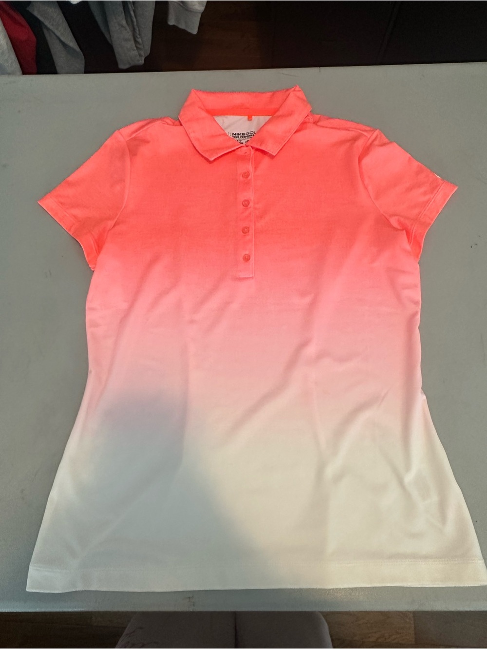Nike Coral to White Ombre Polo Crop Top